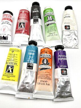 Mix Lot of Oil Colors Grumbacher Winsor and Newton Blick Ultrecht Lot of 9 Tubes